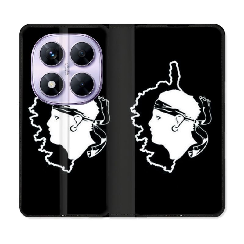 Housse Cuir Portefeuille Pour Xiaomi Redmi Note 14 PRO 5G Voyage Corse Noir