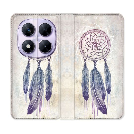 Housse Cuir Portefeuille Pour Xiaomi Redmi Note 14 PRO 5G Zen Attrape Reve Blanc