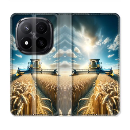 Housse Cuir Portefeuille Pour Xiaomi Redmi Note 14 PRO PLUS 5G Agriculture Moissonneuse Blé