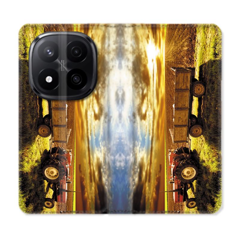 Housse Cuir Portefeuille Pour Xiaomi Redmi Note 14 PRO PLUS 5G Agriculture Tracteur Color