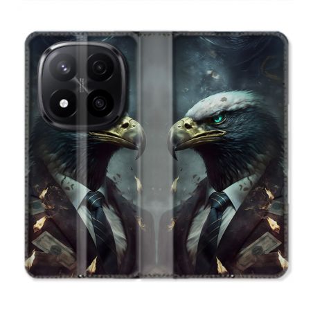 Housse Cuir Portefeuille Pour Xiaomi Redmi Note 14 PRO PLUS 5G Animal Aigle Business
