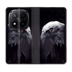 Housse Cuir Portefeuille Pour Xiaomi Redmi Note 14 PRO PLUS 5G Animal Aigle Royal Noir