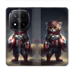 Housse Cuir Portefeuille Pour Xiaomi Redmi Note 14 PRO PLUS 5G Animal Chat America