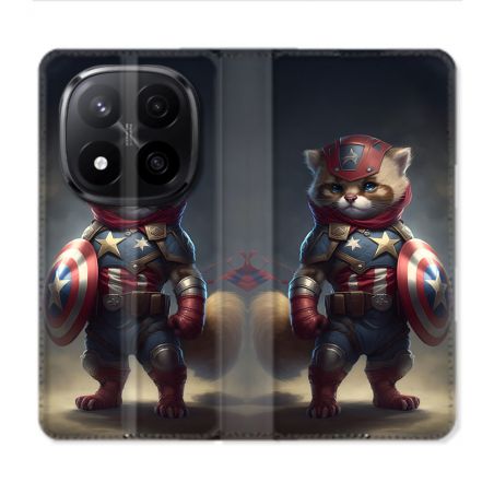 Housse Cuir Portefeuille Pour Xiaomi Redmi Note 14 PRO PLUS 5G Animal Chat America