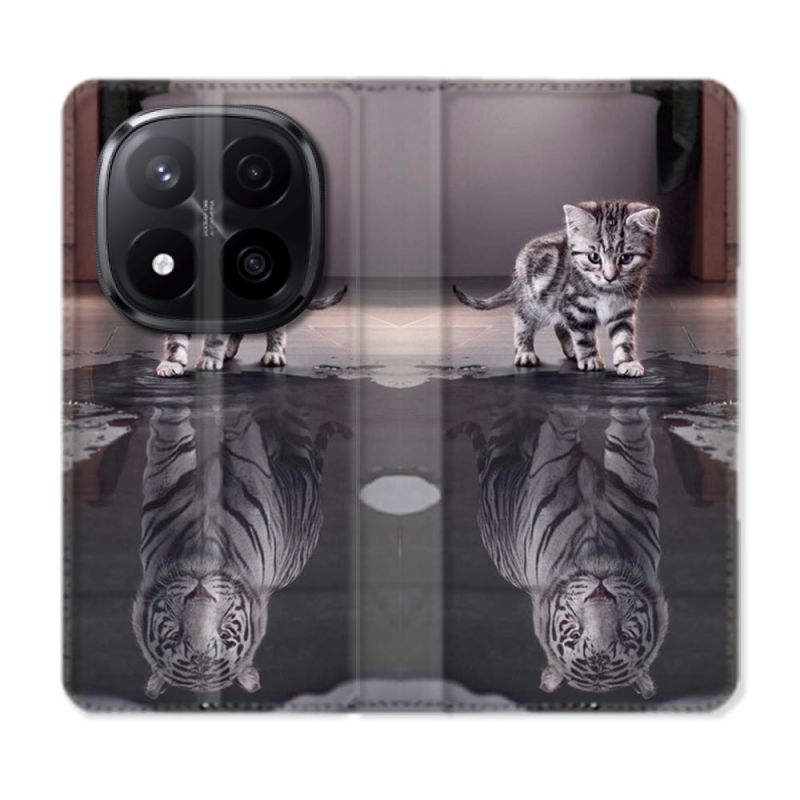 Housse Cuir Portefeuille Pour Xiaomi Redmi Note 14 PRO PLUS 5G Animal Chat Reflet