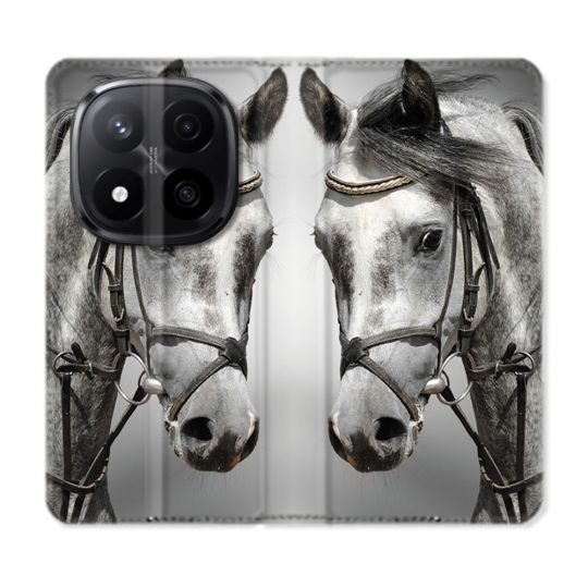 Housse Cuir Portefeuille Pour Xiaomi Redmi Note 14 PRO PLUS 5G Animal Cheval Blanc