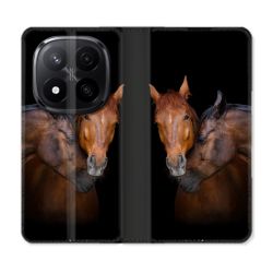 Housse Cuir Portefeuille Pour Xiaomi Redmi Note 14 PRO PLUS 5G Animal Cheval Marron