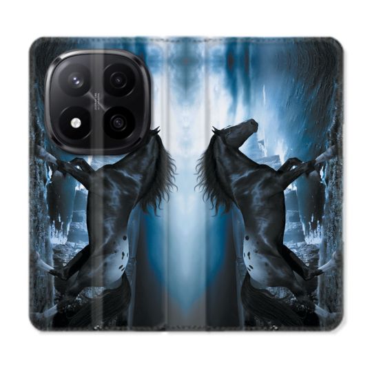 Housse Cuir Portefeuille Pour Xiaomi Redmi Note 14 PRO PLUS 5G Animal Cheval Noir