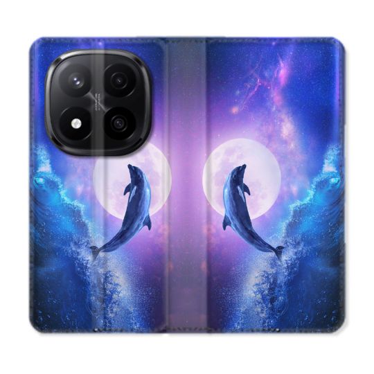 Housse Cuir Portefeuille Pour Xiaomi Redmi Note 14 PRO PLUS 5G Animal Dauphin Vague
