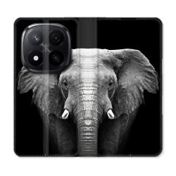 Housse Cuir Portefeuille Pour Xiaomi Redmi Note 14 PRO PLUS 5G Animal Elephant Noir