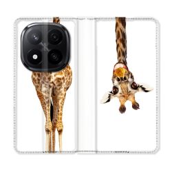 Housse Cuir Portefeuille Pour Xiaomi Redmi Note 14 PRO PLUS 5G Animal Girafe Blanche