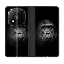 Housse Cuir Portefeuille Pour Xiaomi Redmi Note 14 PRO PLUS 5G Animal Gorille Noir