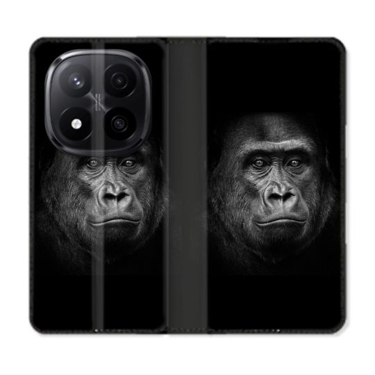 Housse Cuir Portefeuille Pour Xiaomi Redmi Note 14 PRO PLUS 5G Animal Gorille Noir