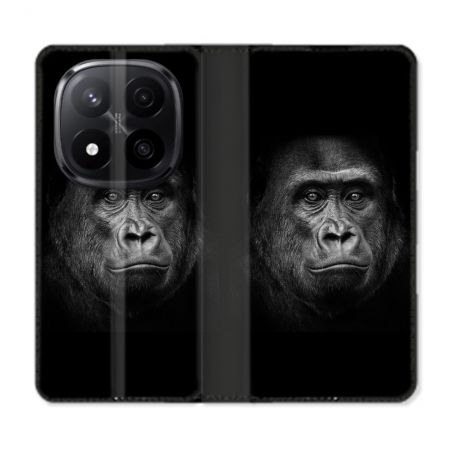 Housse Cuir Portefeuille Pour Xiaomi Redmi Note 14 PRO PLUS 5G Animal Gorille Noir