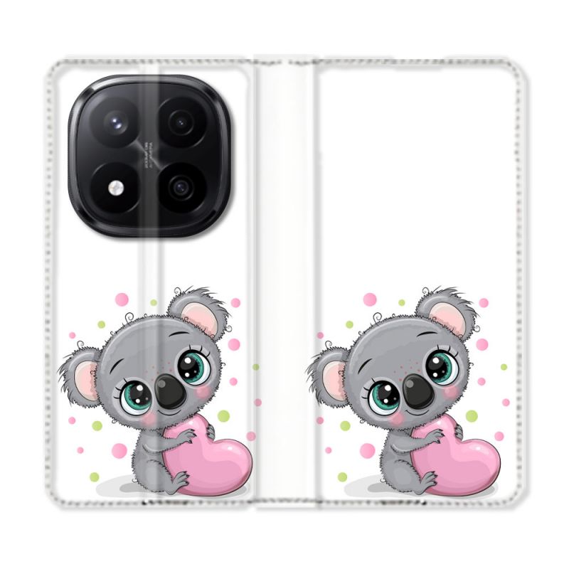 Housse Cuir Portefeuille Pour Xiaomi Redmi Note 14 PRO PLUS 5G Animal Koala Cœur