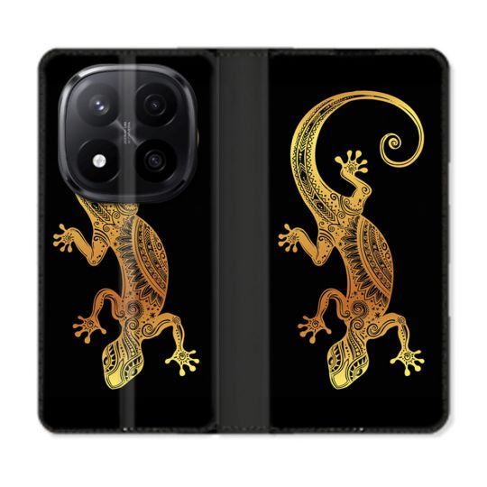Housse Cuir Portefeuille Pour Xiaomi Redmi Note 14 PRO PLUS 5G Animal Lezard Noir