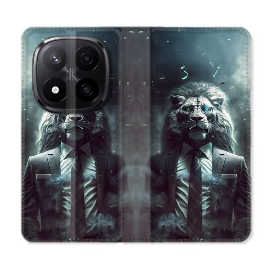 Housse Cuir Portefeuille Pour Xiaomi Redmi Note 14 PRO PLUS 5G Animal Lion Business