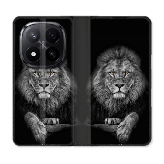 Housse Cuir Portefeuille Pour Xiaomi Redmi Note 14 PRO PLUS 5G Animal Lion Majestueux