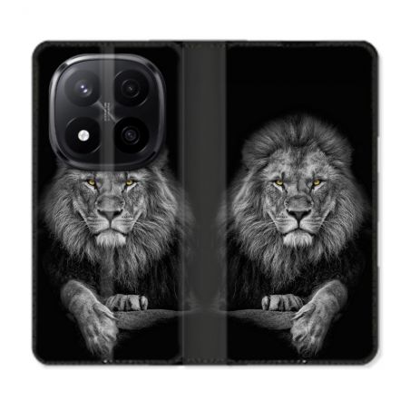 Housse Cuir Portefeuille Pour Xiaomi Redmi Note 14 PRO PLUS 5G Animal Lion Majestueux