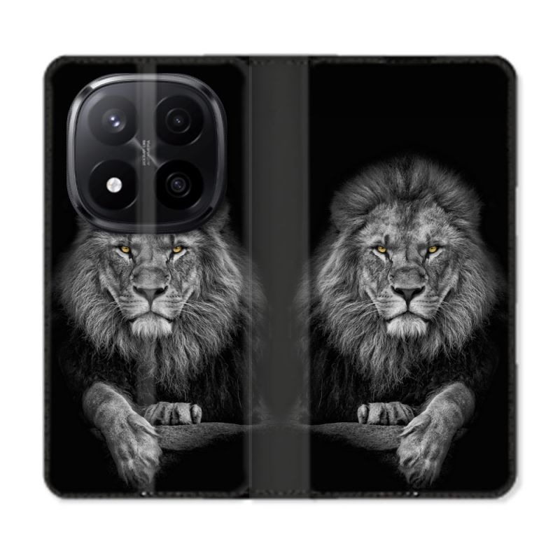 Housse Cuir Portefeuille Pour Xiaomi Redmi Note 14 PRO PLUS 5G Animal Lion Majestueux