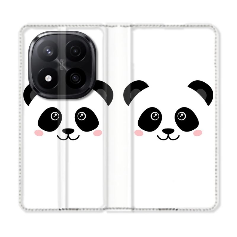 Housse Cuir Portefeuille Pour Xiaomi Redmi Note 14 PRO PLUS 5G Animal Panda Blanc