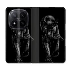 Housse Cuir Portefeuille Pour Xiaomi Redmi Note 14 PRO PLUS 5G Animal Panthère Noire