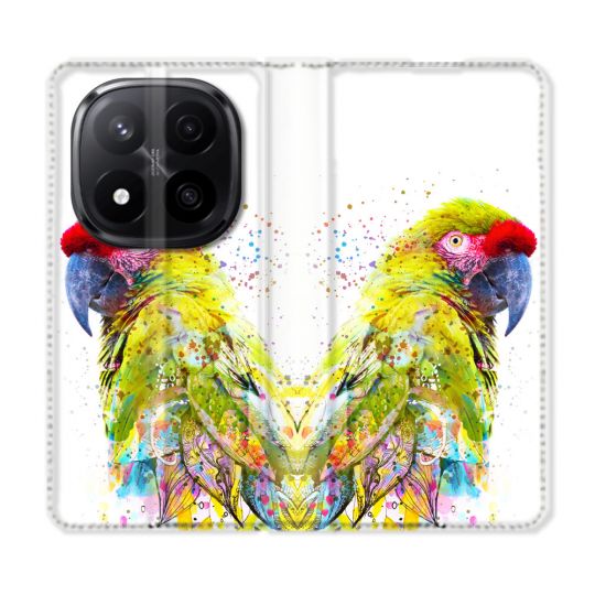 Housse Cuir Portefeuille Pour Xiaomi Redmi Note 14 PRO PLUS 5G Animal Perroquet Jaune