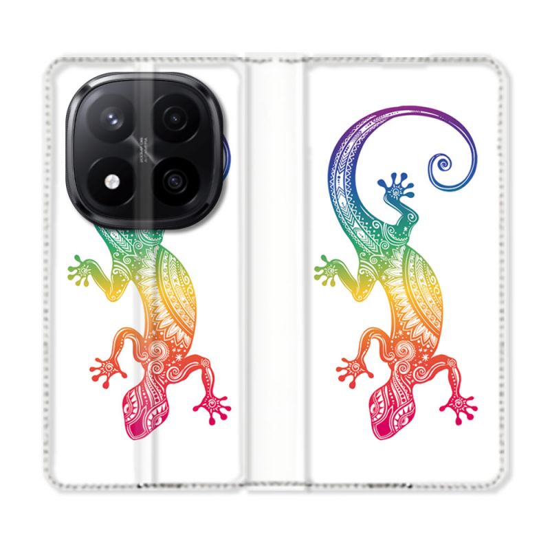 Housse Cuir Portefeuille Pour Xiaomi Redmi Note 14 PRO PLUS 5G Animal Salamandre Color