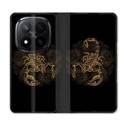 Housse Cuir Portefeuille Pour Xiaomi Redmi Note 14 PRO PLUS 5G Animal Scorpion Fresque