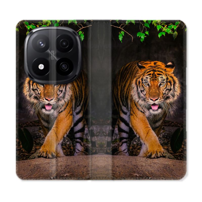 Housse Cuir Portefeuille Pour Xiaomi Redmi Note 14 PRO PLUS 5G Animal Tigre Jungle