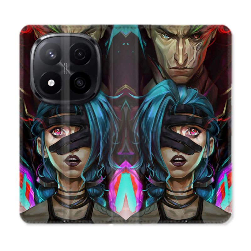 Housse Cuir Portefeuille Pour Xiaomi Redmi Note 14 PRO PLUS 5G Arcane Jinx Bleu