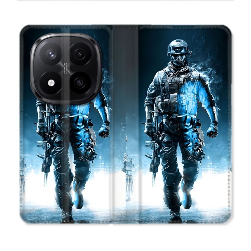 Housse Cuir Portefeuille Pour Xiaomi Redmi Note 14 PRO PLUS 5G Call Of Duty Guerrier