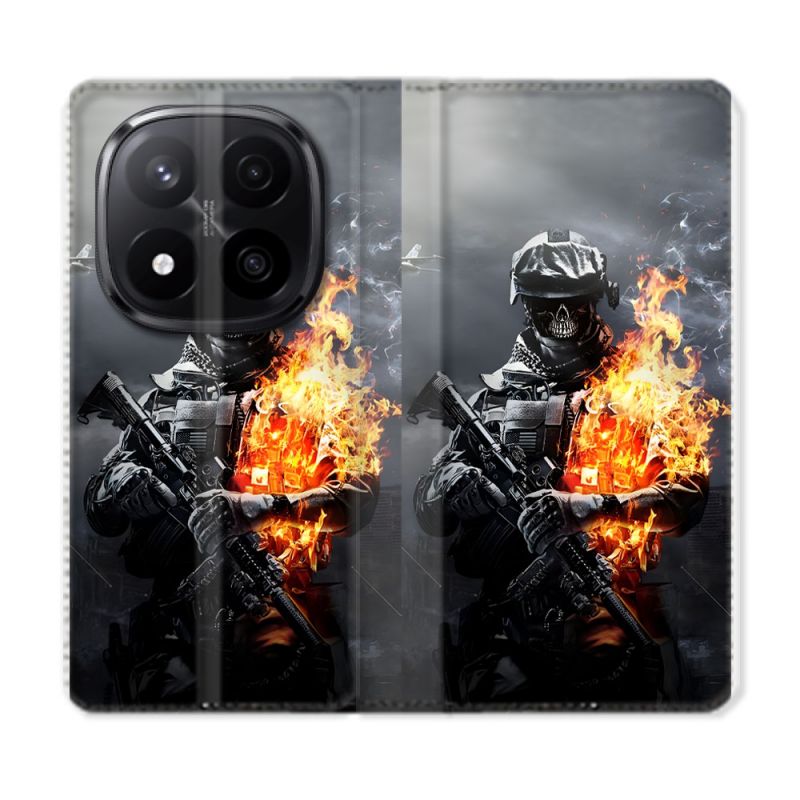 Housse Cuir Portefeuille Pour Xiaomi Redmi Note 14 PRO PLUS 5G Call Of Duty Squelette