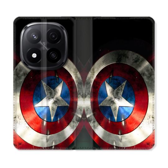 Housse Cuir Portefeuille Pour Xiaomi Redmi Note 14 PRO PLUS 5G Captain America Bouclier