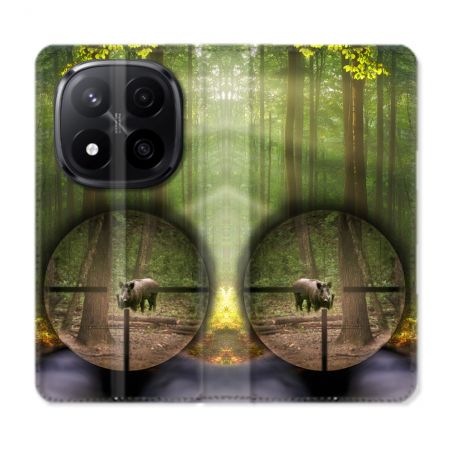 Housse Cuir Portefeuille Pour Xiaomi Redmi Note 14 PRO PLUS 5G Chasse Sanglier Viseur