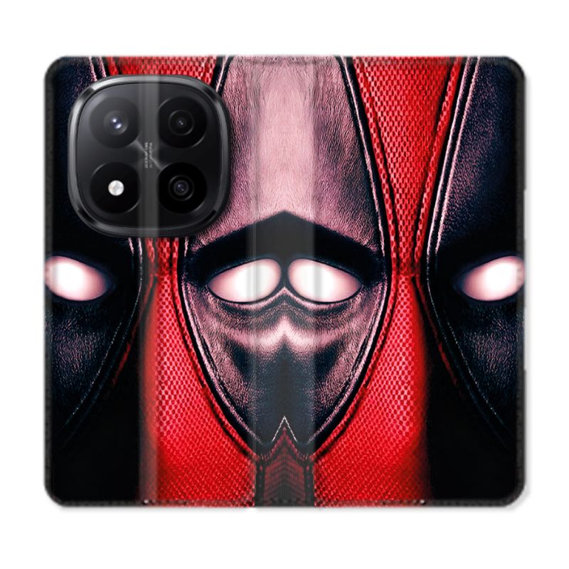 Housse Cuir Portefeuille Pour Xiaomi Redmi Note 14 PRO PLUS 5G Deadpool Yeux