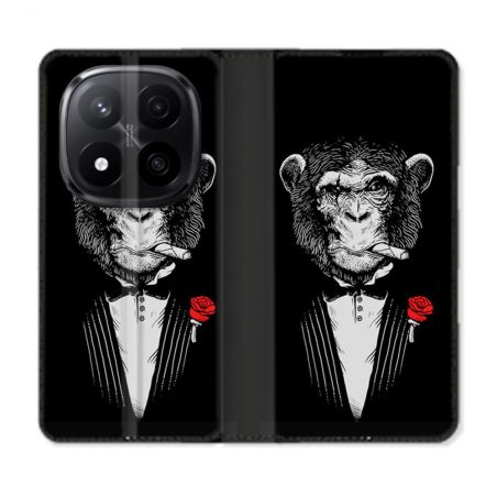 Housse Cuir Portefeuille Pour Xiaomi Redmi Note 14 PRO PLUS 5G Decale Singe Mafia