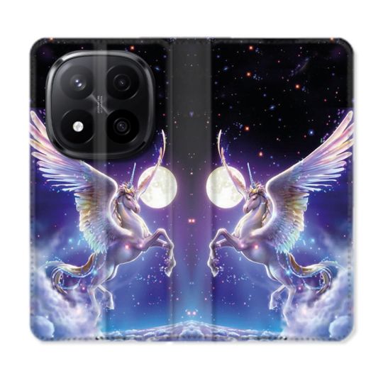 Housse Cuir Portefeuille Pour Xiaomi Redmi Note 14 PRO PLUS 5G Fantastique Licorne Céleste