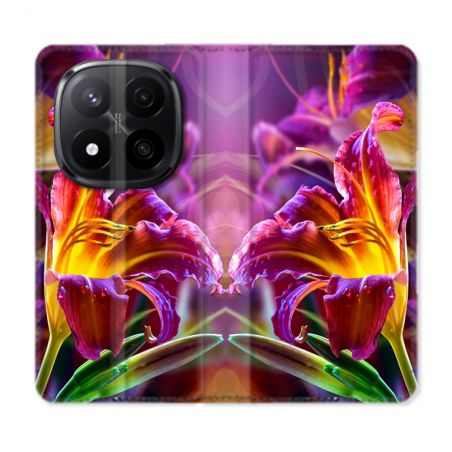 Housse Cuir Portefeuille Pour Xiaomi Redmi Note 14 PRO PLUS 5G Fleur Lys Color