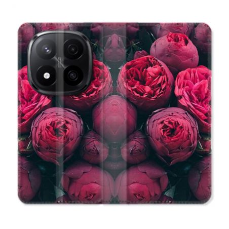 Housse Cuir Portefeuille Pour Xiaomi Redmi Note 14 PRO PLUS 5G Fleur Pivoine