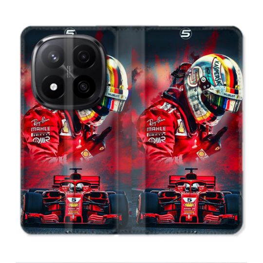 Housse Cuir Portefeuille Pour Xiaomi Redmi Note 14 PRO PLUS 5G Formule 1 F1 Ferrari