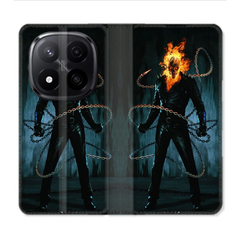 Housse Cuir Portefeuille Pour Xiaomi Redmi Note 14 PRO PLUS 5G Ghost Rider