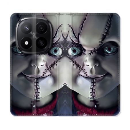 Housse Cuir Portefeuille Pour Xiaomi Redmi Note 14 PRO PLUS 5G Horreur Chucky Cicatrice