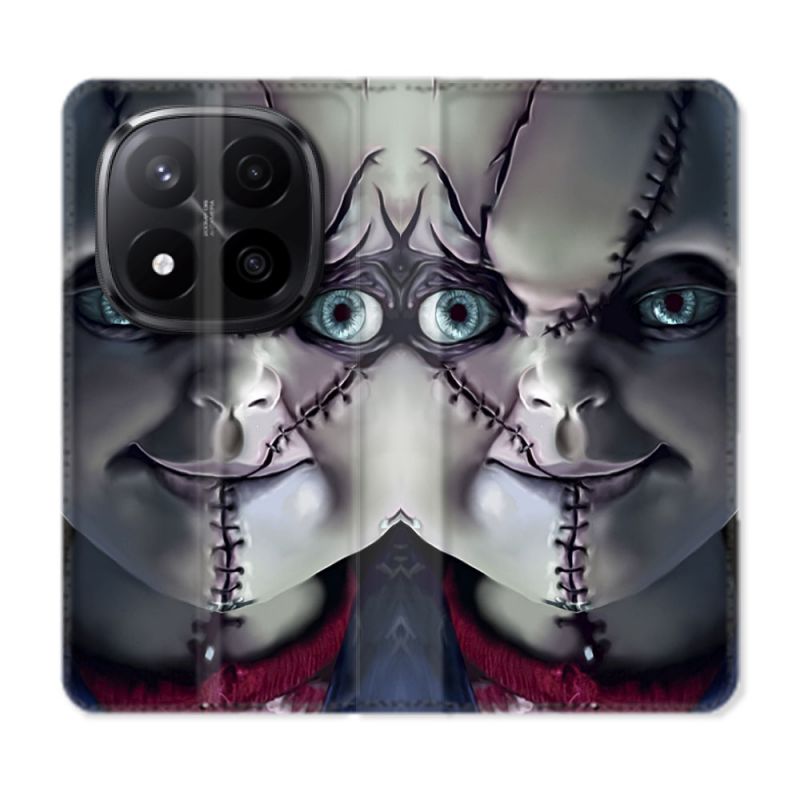 Housse Cuir Portefeuille Pour Xiaomi Redmi Note 14 PRO PLUS 5G Horreur Chucky Cicatrice