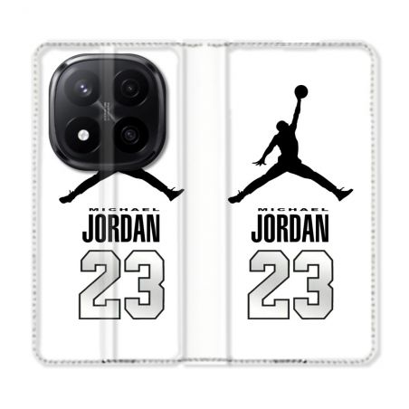 Housse Cuir Portefeuille Pour Xiaomi Redmi Note 14 PRO PLUS 5G Jordan 23 Blanc