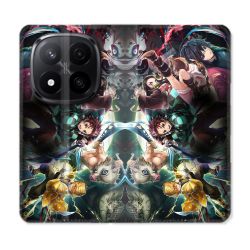 Housse Cuir Portefeuille Pour Xiaomi Redmi Note 14 PRO PLUS 5G Manga Demon Slayer Groupe
