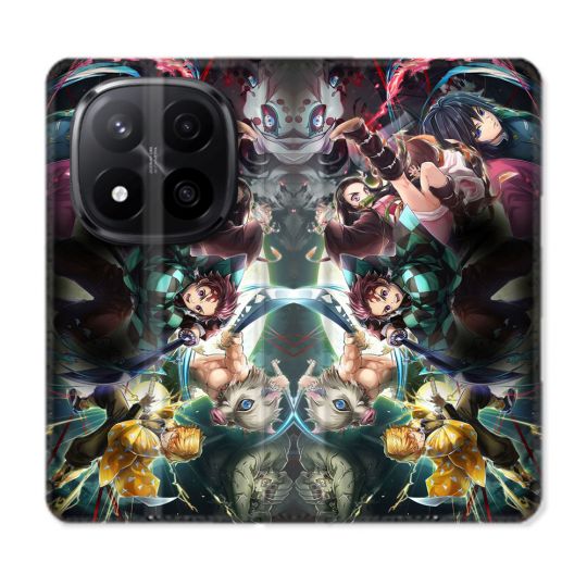 Housse Cuir Portefeuille Pour Xiaomi Redmi Note 14 PRO PLUS 5G Manga Demon Slayer Groupe