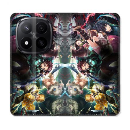Housse Cuir Portefeuille Pour Xiaomi Redmi Note 14 PRO PLUS 5G Manga Demon Slayer Groupe