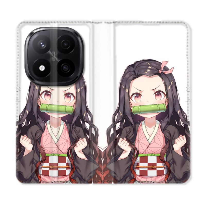 Housse Cuir Portefeuille Pour Xiaomi Redmi Note 14 PRO PLUS 5G Manga Demon Slayer Nezuko