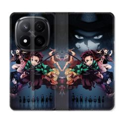 Housse Cuir Portefeuille Pour Xiaomi Redmi Note 14 PRO PLUS 5G Manga Demon Slayer Noir